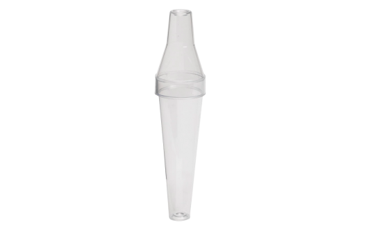 The conical shape of this PS tube (De Wit type) provides enough space for growth while using a minimal quantity of media.