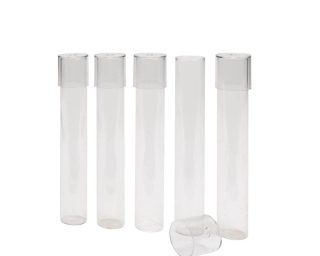 Los tubos de vidrio con fondo plano se pueden esterilizar en un autoclavable. También disponemos de una tapa de policarbonato adicional.