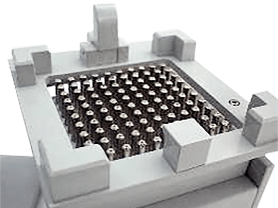 The drying head of the ELISA blow-out for drying microplates is foot switch activated and has a drying time 1 to 2 seconds.