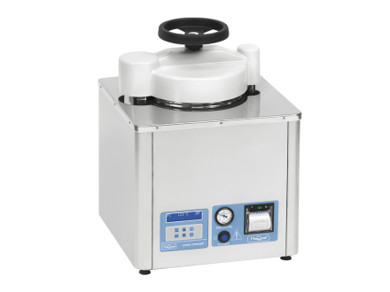 Autoclave vertical de sobremesa para esterilización de RAYPA de 12 litros. Apto para esterilizar vidrio, objetos metálicos, etc.