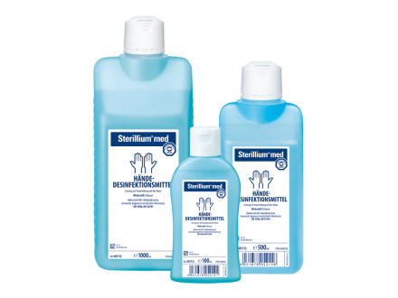 Sterillium Med is a alcohol-based hand desinfectant for surgical or laboratory purposes. It is available in 100 or 475 ml.