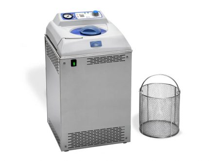 JP Selecta Med autoclaves for sterilization are available in desktop models 8 and 12 LT, or a stand model of 20 LT.